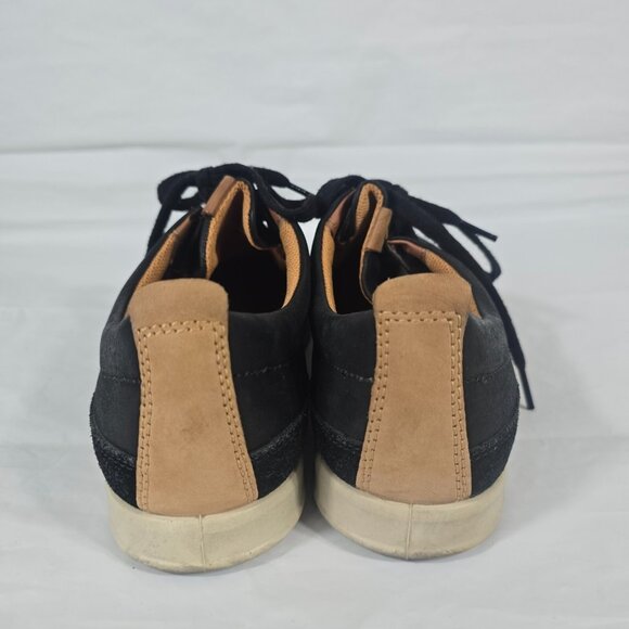 Ecco Sneakers Men Size 10 Black Leather Comfort Round Toe Lace Up Athleisure - Picture 6 of 10